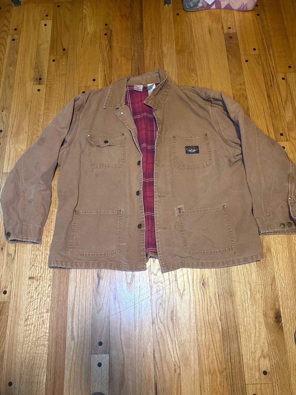 Rasco FR Flame Resistant Canvas Chore Coat Men 2XL Brown Plaid Lined Workwear